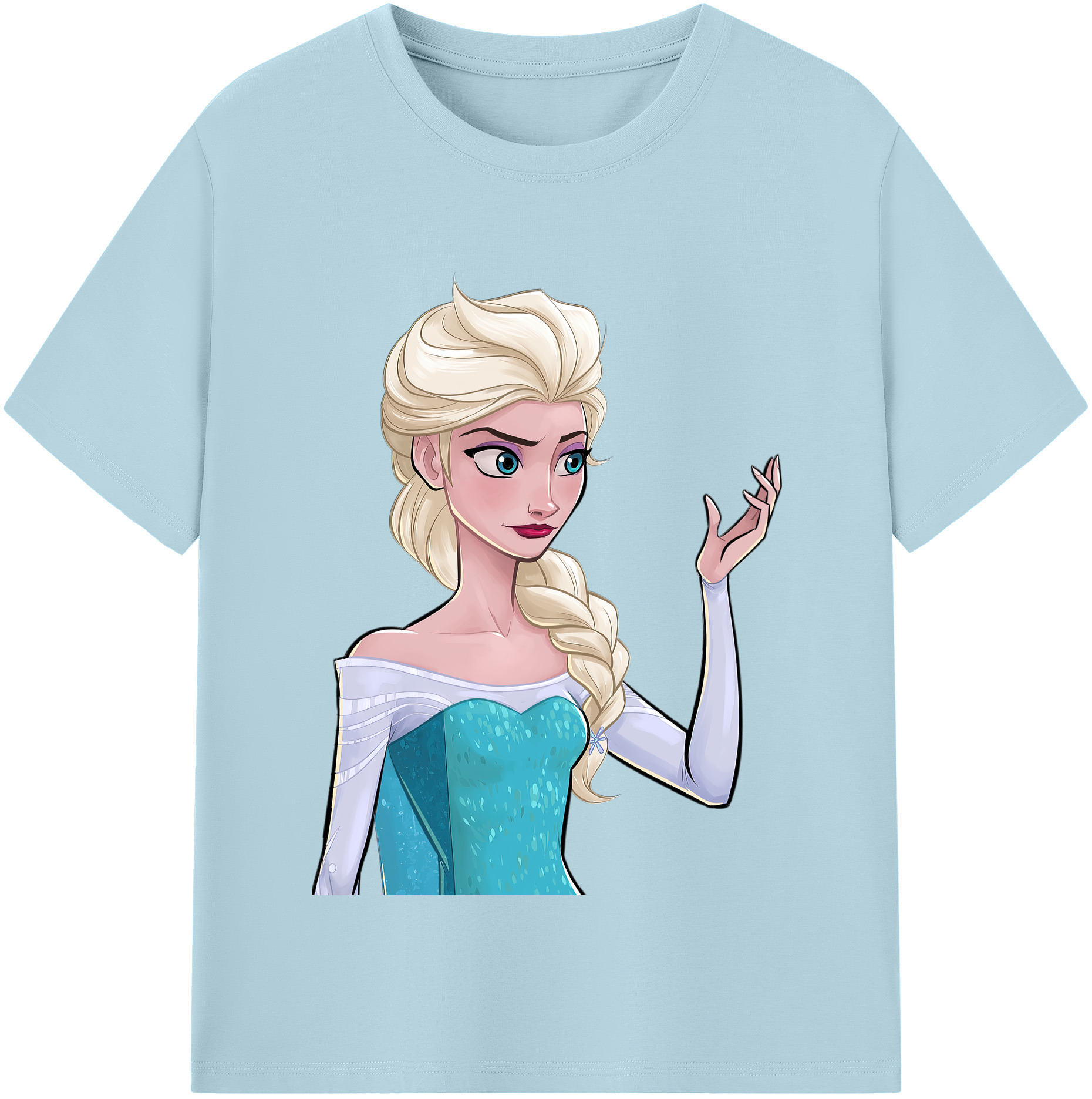 （画像用） アナと雪の女王 アンナ エルサ Frozen Anna Elsa 綿100％半袖Tシャツ（フロントプリント）